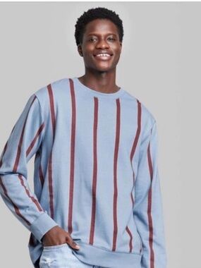 Original Use Light Blue Striped Crewneck Sweatshirt Sweater Men’s Size Medium